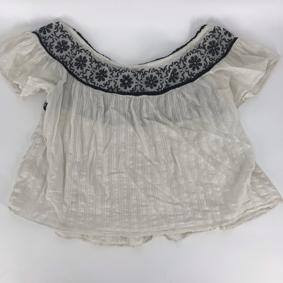 American eagle off the shoulder top medium floral embroidered boho - Picture 7 of 7